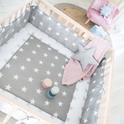 Parc bébé en bois + insert 'Little Stars' - Réglable en hauteur sur 3 niveaux - Naturel