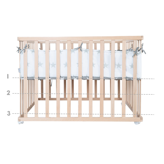 Box in legno + inserto 'Little Stars' - regolabile in altezza in 3 posizioni - naturale