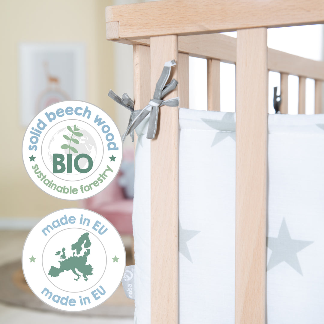 Box in legno + inserto 'Little Stars' - regolabile in altezza in 3 posizioni - naturale