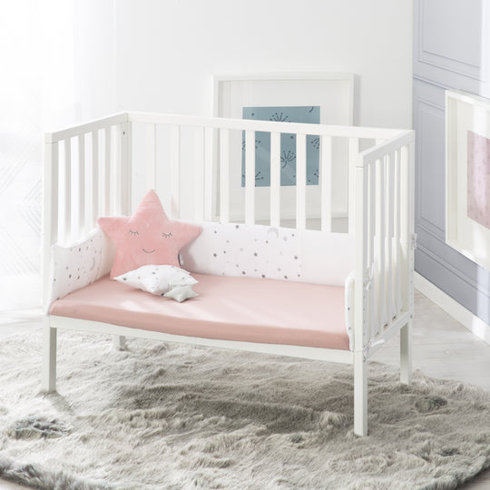 Sábana ajustable 'Lil Planet' rosa/mauve, de jersey simple, 100 % algodón orgánico