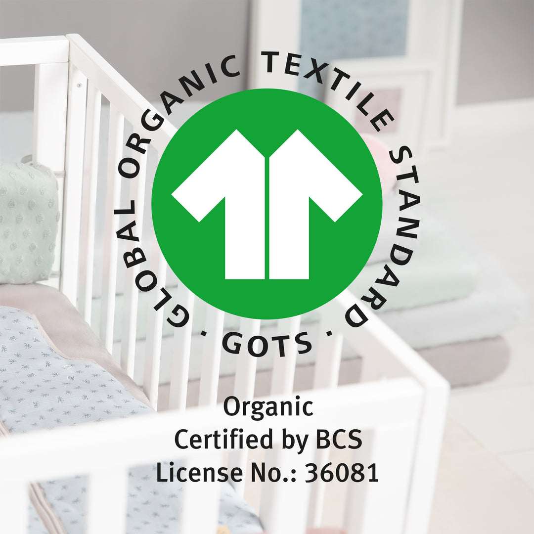 Drap-housse extensible 'Lil Planet' - Coton biologique certifié GOTS et Oeko Tex - Vert givré