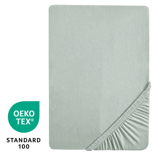 Drap-housse extensible 'Lil Planet' - Coton biologique certifié GOTS et Oeko Tex - Vert givré