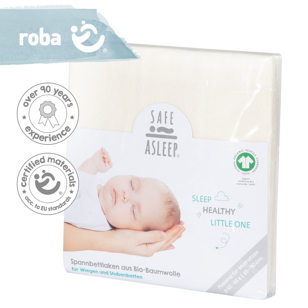 Drap-housse extensible 'safe asleep®' - Coton biologique certifié GOTS et Oeko Tex - Ècru