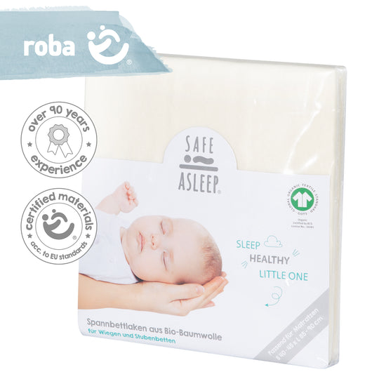 Drap-housse extensible 'safe asleep®' - Coton biologique certifié GOTS et Oeko Tex - Ècru