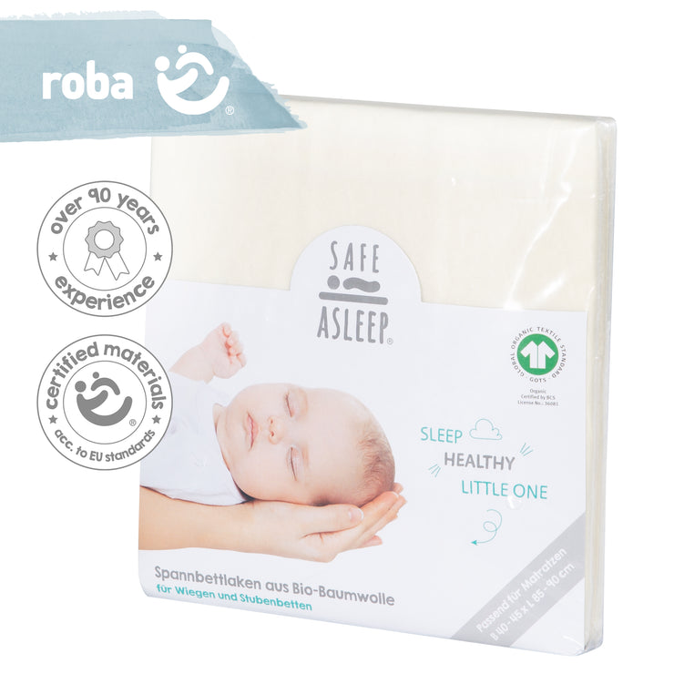 Drap housse extensible "safe asleep®", jersey, 100 % coton, blanc canadien