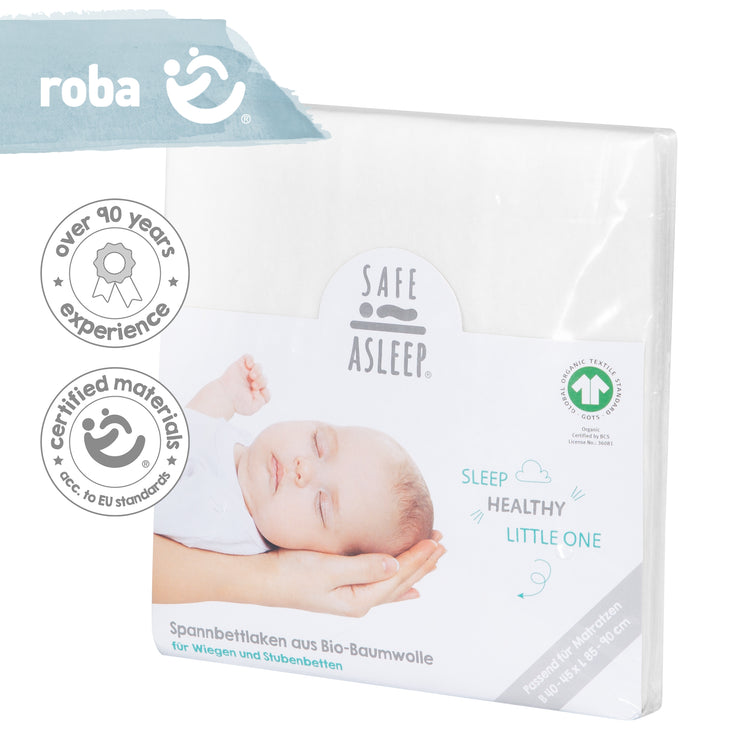 Fitted Sheet 'safe asleep®', single jersey, 100% cotton, white