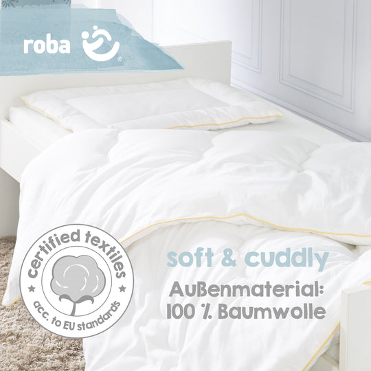 Literie matelassée, kit bébé toutes saisons, blanc, duvet 100 x 135 cm et oreiller 40 x 60 cm
