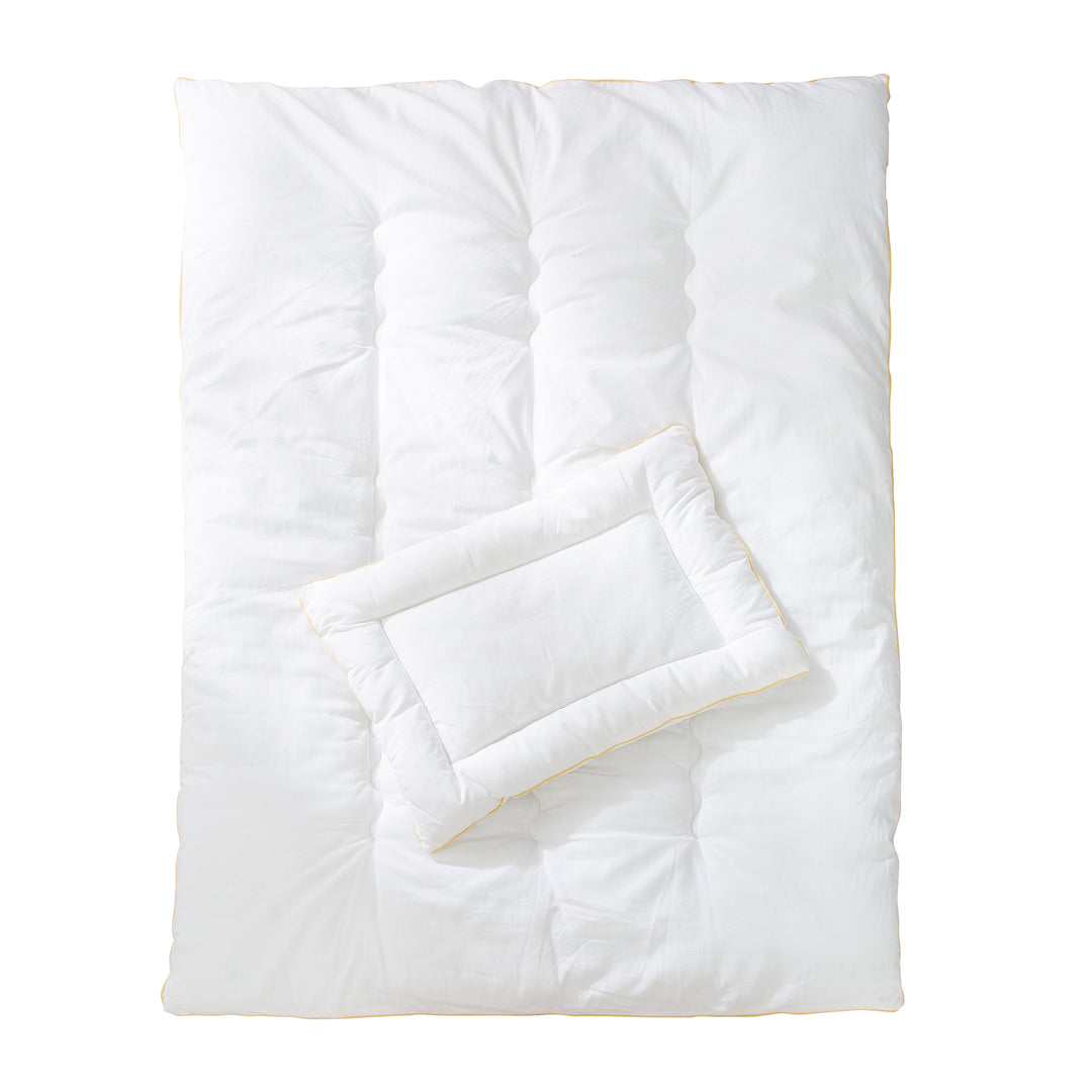 Literie matelassée, kit bébé toutes saisons, blanc, duvet 100 x 135 cm et oreiller 40 x 60 cm