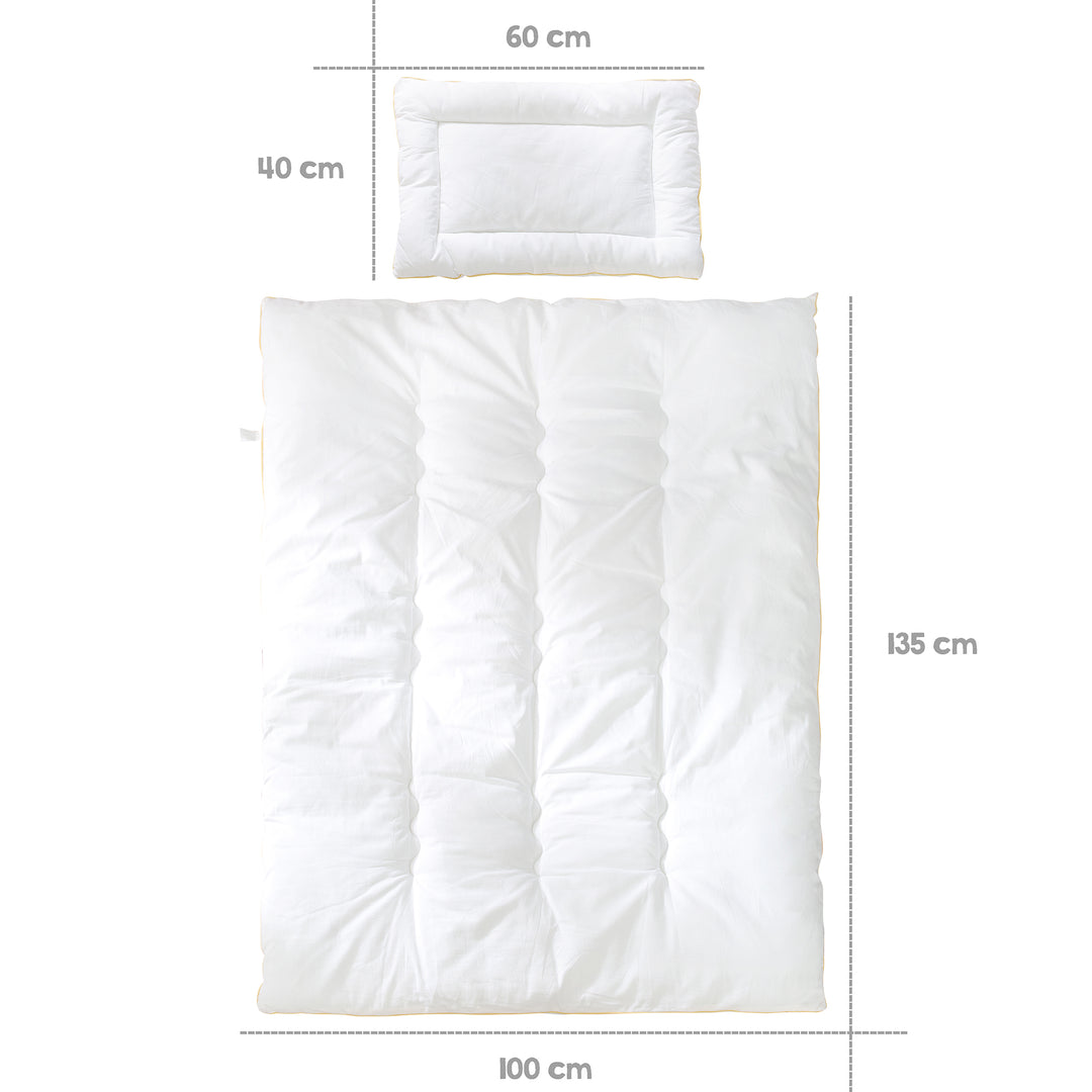 Literie matelassée, kit bébé toutes saisons, blanc, duvet 100 x 135 cm et oreiller 40 x 60 cm