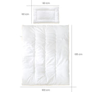 Lit de bâton pour enfants, ensemble de bébé toute l'année (entrée), blanc, couverture 100 x 135 cm et oreiller 40 x 60 cm