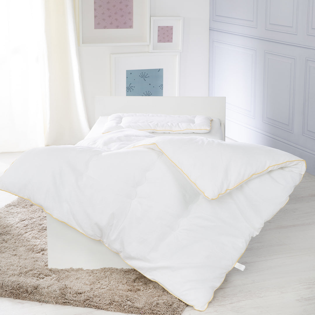 Literie matelassée, kit bébé toutes saisons, blanc, duvet 100 x 135 cm et oreiller 40 x 60 cm