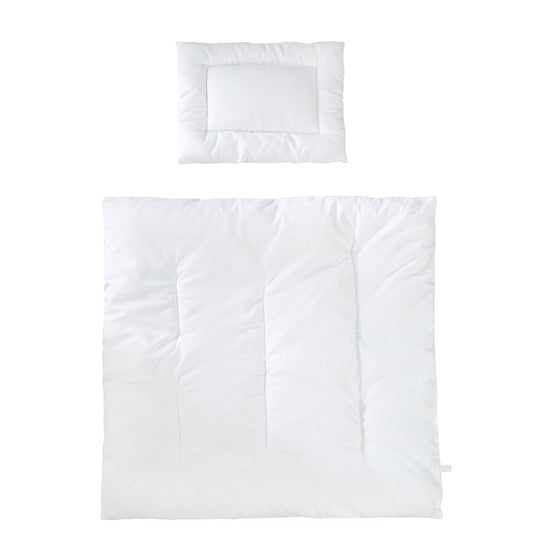 Kindersteppbett, ganzjähriges Wiegenset (Inlett), weiß, Decke 80 x 80 cm und Kissen 40 x 35 cm
