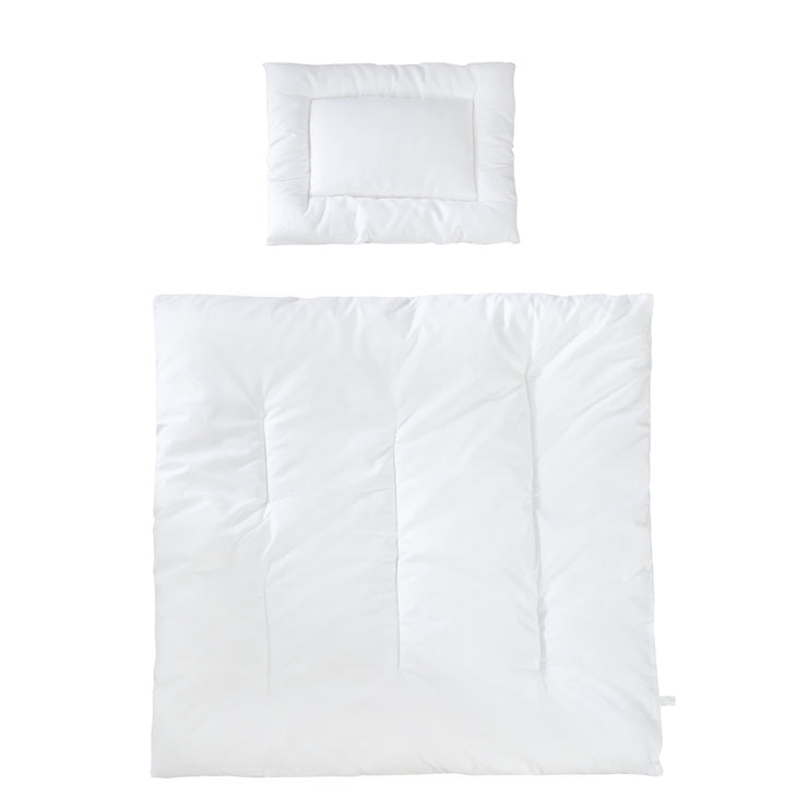 Cama acolchada, juego de pesaje durante todo el año (entrada), blanco, manta 80 x 80 cm y almohada 40 x 35 cm