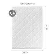 Matelas de passagers pour la lecture 75 x 100 cm, matelas play blanc, matelassé