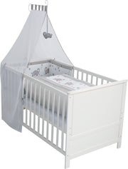 Set lit complet "Jumbotwins", 70 x 140 cm, blanc, incl. draps, baldaquin, nid et matelas