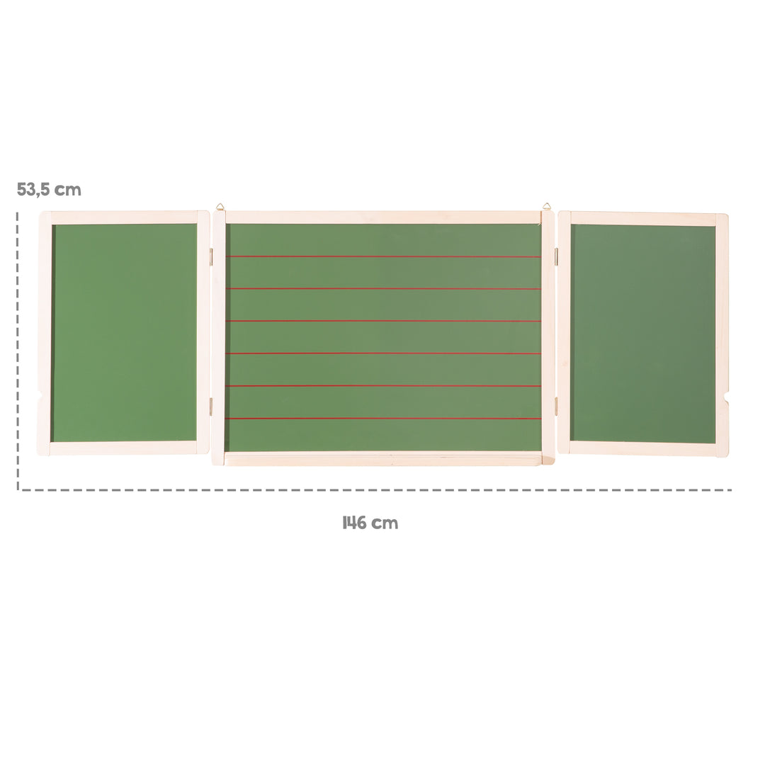 Mal- & Schreibtafel, Hängetafel faltbar, magnetisch weiß, Kreidetafel liniert, Tafellack