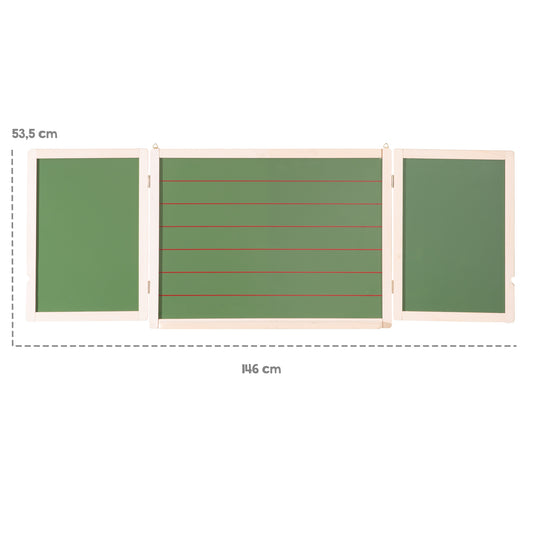 Mal- & Schreibtafel, Hängetafel faltbar, magnetisch weiß, Kreidetafel liniert, Tafellack