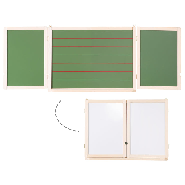 Schreib- & Maltafel magnetisch, weiß,  liniert, inkl. Kreide, Holzmagnetzahlen & -buchstaben