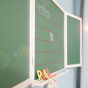 Schreib- & Maltafel magnetisch, weiß,  liniert, inkl. Kreide, Holzmagnetzahlen & -buchstaben
