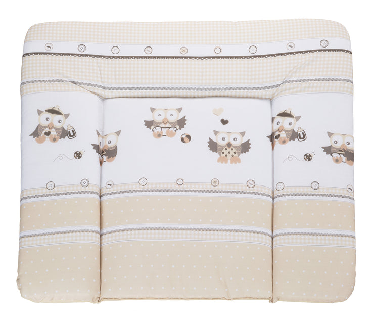 Wickelauflage 'Eulenbabys beige', weich, 85 x 75 cm, abwischbar, phthalatfreie Folienauflage
