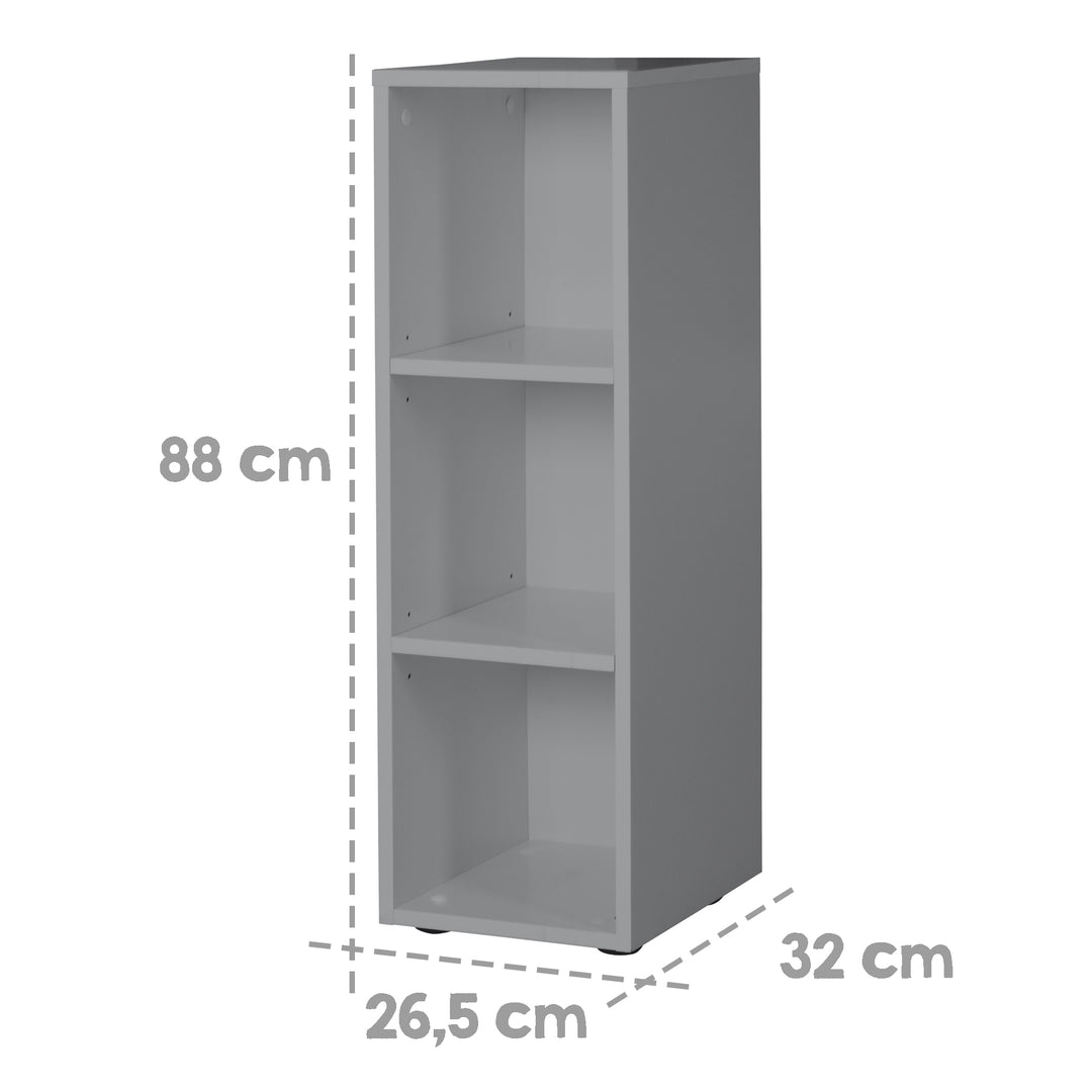 Scaffale laterale taupe, con 2 ripiani, scaffale per camerette, HxLxP 88 x 27 x 32 cm