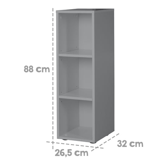 Scaffale laterale taupe, con 2 ripiani, scaffale per camerette, HxLxP 88 x 27 x 32 cm