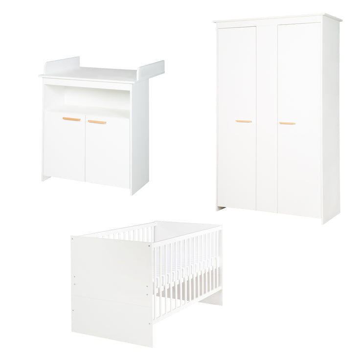 Zimmerset 'Anton' inkl. Kinderbett 70x140, Wickelkommode 2-türig, Kleiderschrank 2,5-türig