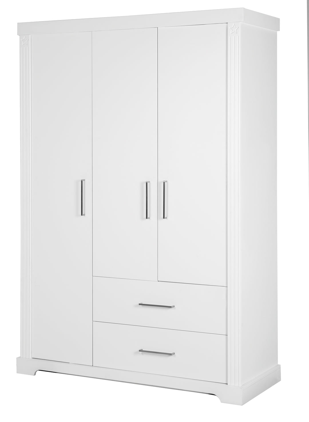 Möbelset 'Maxi' inkl. Kombi-Bett 70 x 140 cm, Wickelkommode & 3-türigem Kleiderschrank, weiß