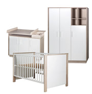 Children's room set 'Olaf' incl. combi bed 70 x 140 cm, changing chest & 3-door closet, Luna Elm/white