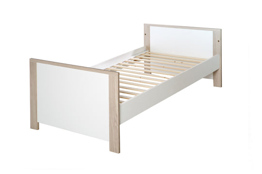 Kinderzimmerset 'Olaf' inkl. Kombi-Bett 70 x 140 cm, Wickelkommode & 3-türigem Schrank, Luna Elm/weiß