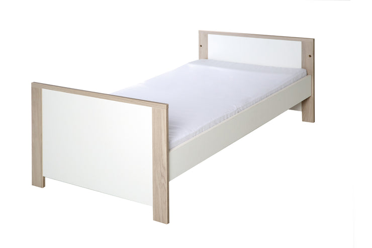 Kinderzimmerset 'Olaf' inkl. Kombi-Bett 70 x 140 cm, Wickelkommode & 3-türigem Schrank, Luna Elm/weiß