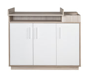 Kinderzimmerset 'Olaf' inkl. Kombi-Bett 70 x 140 cm, Wickelkommode & 3-türigem Schrank, Luna Elm/weiß