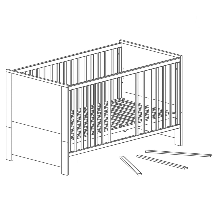 Children's room set 'Olaf' incl. combi bed 70 x 140 cm, changing chest & 3-door closet, Luna Elm/white