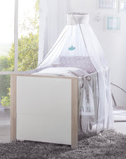 Conjunto de habitaciones 'Olaf' incluido combi cama 70 x 140 cm, páginas de conversión y caja de cama, Luna Elm / blanco,