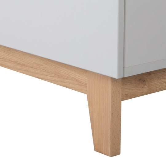 Children's Room Set 'Caro', including Convertible Bed 70 x 140 cm, Changing Table & 3-Door Wardrobe, Light Gray/Gold Oak
