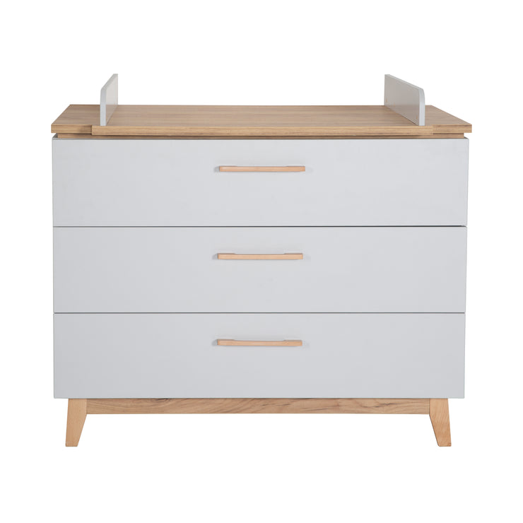 Children's room set 'Caro', incl. combi cot 70 x 140 cm, changing table & 3-door cupboard, light gray / gold oak