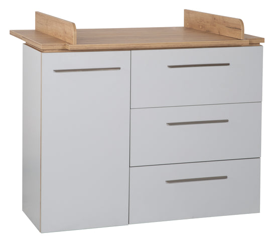 Cassettiera fasciatoio 'Tobi' con piano fasciatoio, chiusura Soft-Close, 1 anta, 3 cassetti, altezza fasciatoio 94 cm