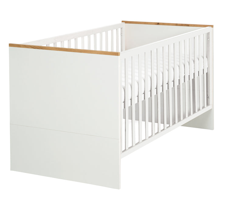 Room set 'Finn' incl. combi cot 70 x 140 cm, changing table & 3-door wardrobe, white / gold oak