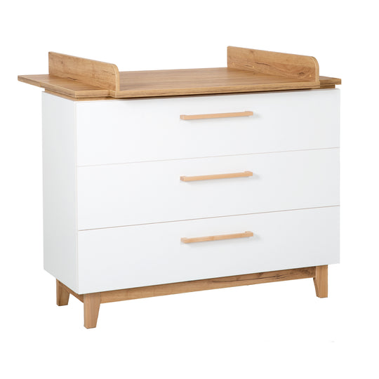 Room Set 'Finn' including Convertible Bed 70 x 140 cm, Changing Table & 3-Door Wardrobe, White/Gold Oak