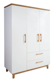 Room set 'Finn' incl. combi cot 70 x 140 cm, changing table & 3-door wardrobe, white / gold oak