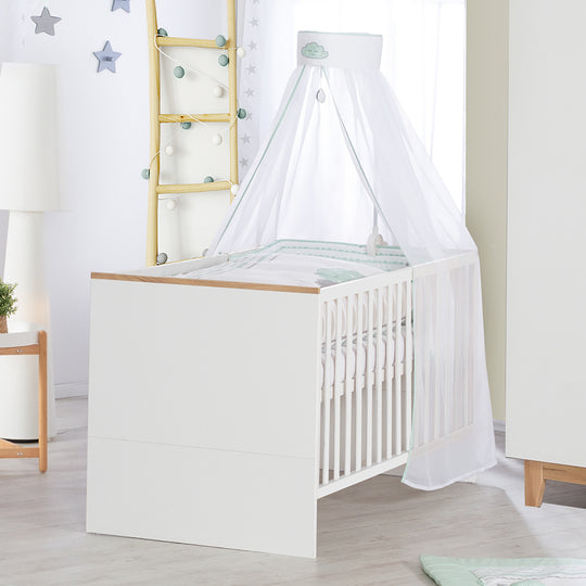 Room Set 'Finn' including Convertible Bed 70 x 140 cm, Changing Table & 3-Door Wardrobe, White/Gold Oak