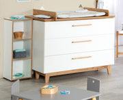 Room set 'Finn' incl. combi cot 70 x 140 cm, changing table & 3-door wardrobe, white / gold oak