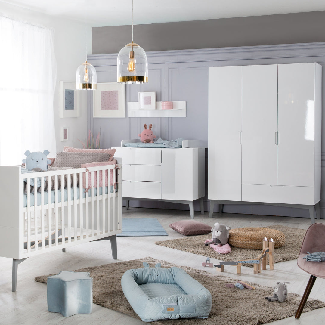 Kinderzimmerset 'Retro 2‘, inkl. Kombi-Bett 70 x 140 cm, Wickelkommode &  Schrank 3-türig