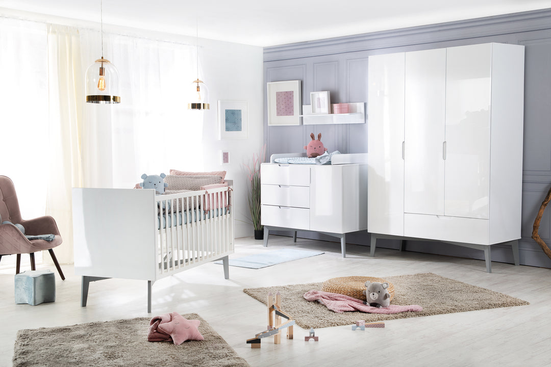 Kinderzimmerset 'Retro 2‘, inkl. Kombi-Bett 70 x 140 cm, Wickelkommode &  Schrank 3-türig