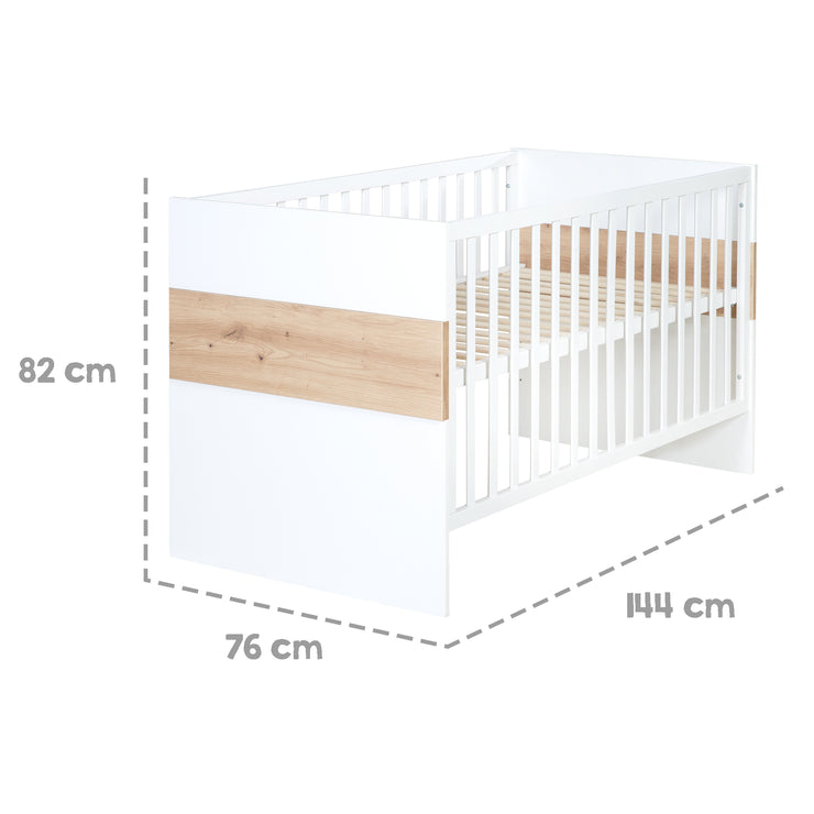 Kinderzimmerset 'Lion' 3-teilig - Bett 70x140 + Wickelkommode breit + Kleiderschrank
