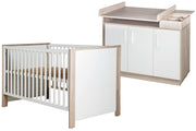 Ensemble de chambre "Olaf", incl. lit bébé 70 x 140 cm et table à langer large, blanc/orme lunaire