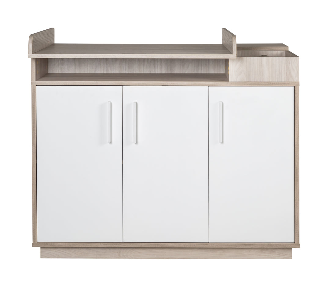 Möbelset 'Olaf' inkl. Kombi-Bett 70 x 140 cm & breiter Wickelkommode, Luna Elm/weiß