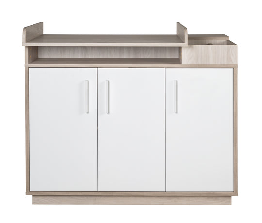 Möbelset 'Olaf' inkl. Kombi-Bett 70 x 140 cm & breiter Wickelkommode, Luna Elm/weiß