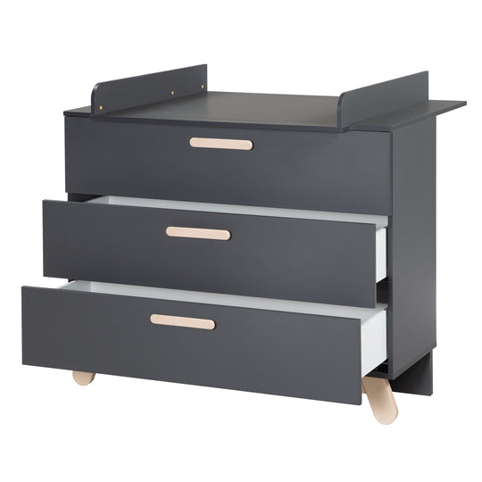 Furniture Set 'Jara' Including Baby/Children's Bed 70 x 140 cm & Changing Table in Anthracite