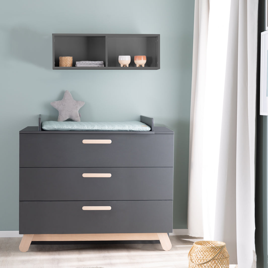 Furniture Set 'Jara' Including Baby/Children's Bed 70 x 140 cm & Changing Table in Anthracite